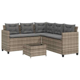 vidaXL Tuinbank met tafel en kussens L-vormig poly rattan zwart
