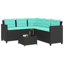 vidaXL Tuinbank met tafel en kussens L-vormig grijs poly rattan