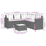 vidaXL Tuinbank met tafel en kussens L-vormig grijs poly rattan