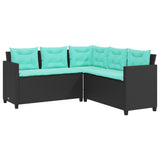 vidaXL Tuinbank met tafel en kussens L-vormig grijs poly rattan