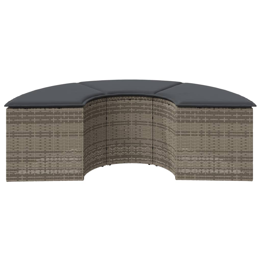 vidaXL Footrest with Cushion Poly Rattan Black