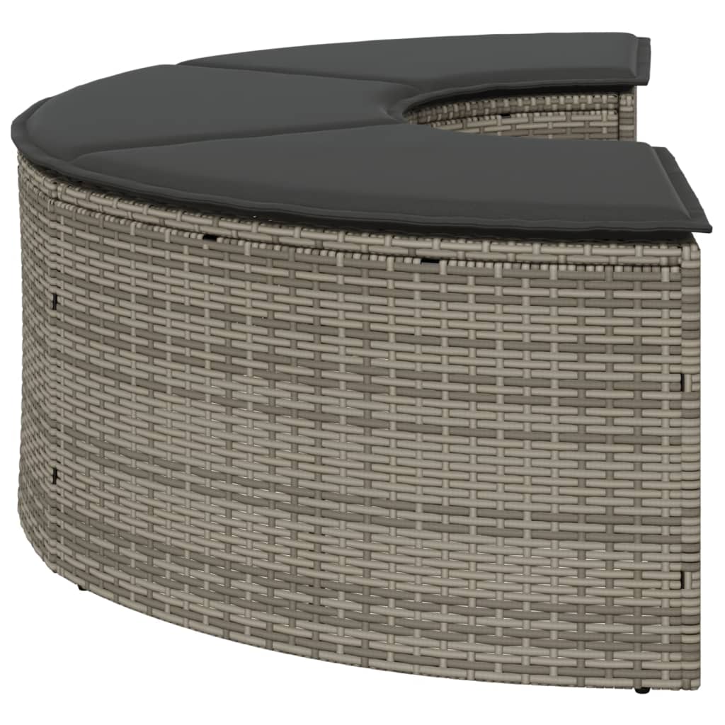 vidaXL Footrest with Cushion Poly Rattan Black