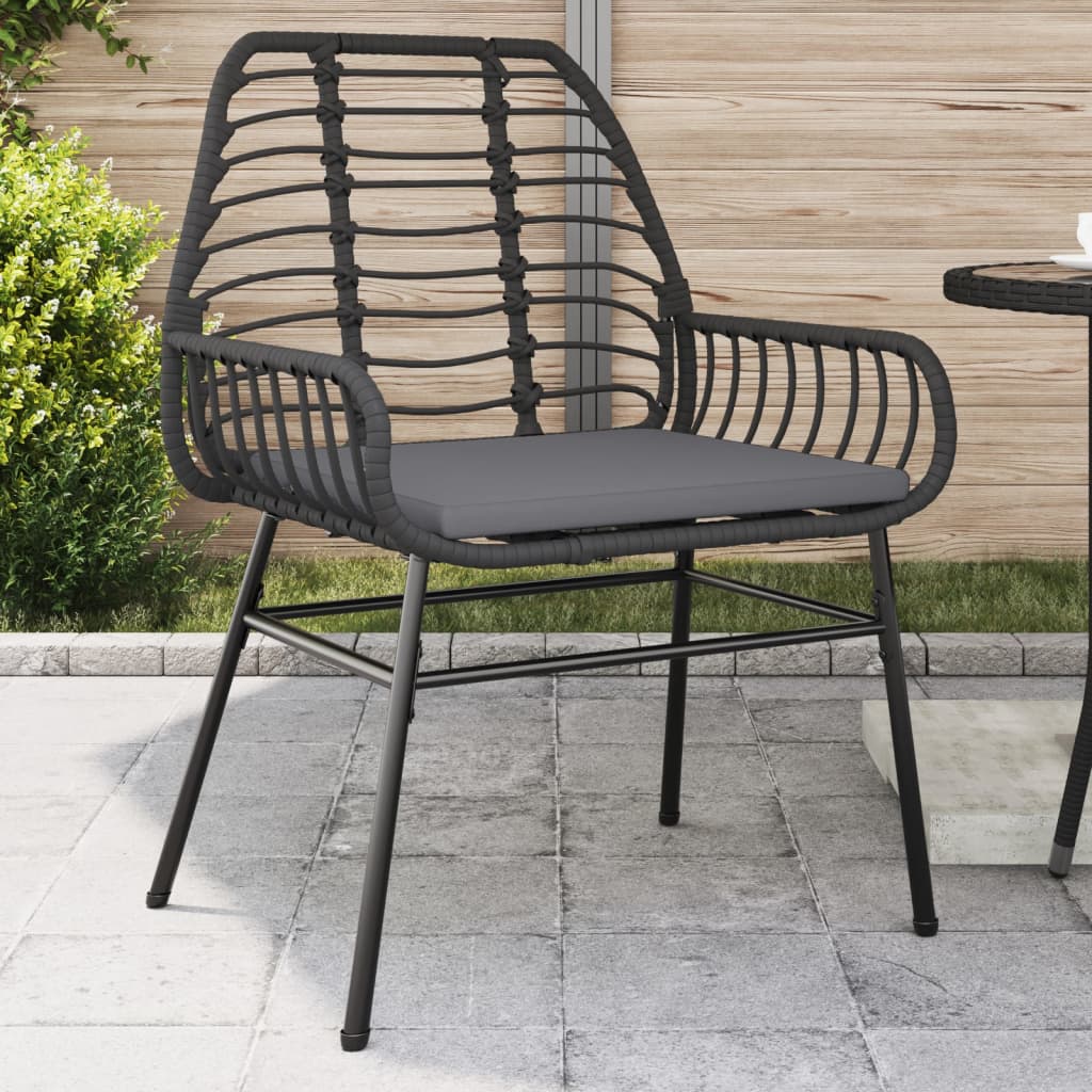 vidaXL Garden Chairs 2 pcs poly rattan black