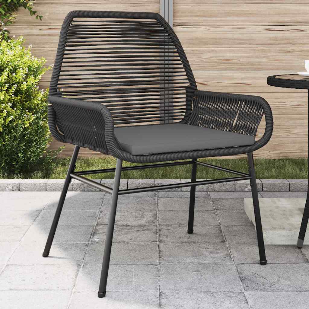 vidaXL Garden chairs 2 pcs with cushions poly rattan black