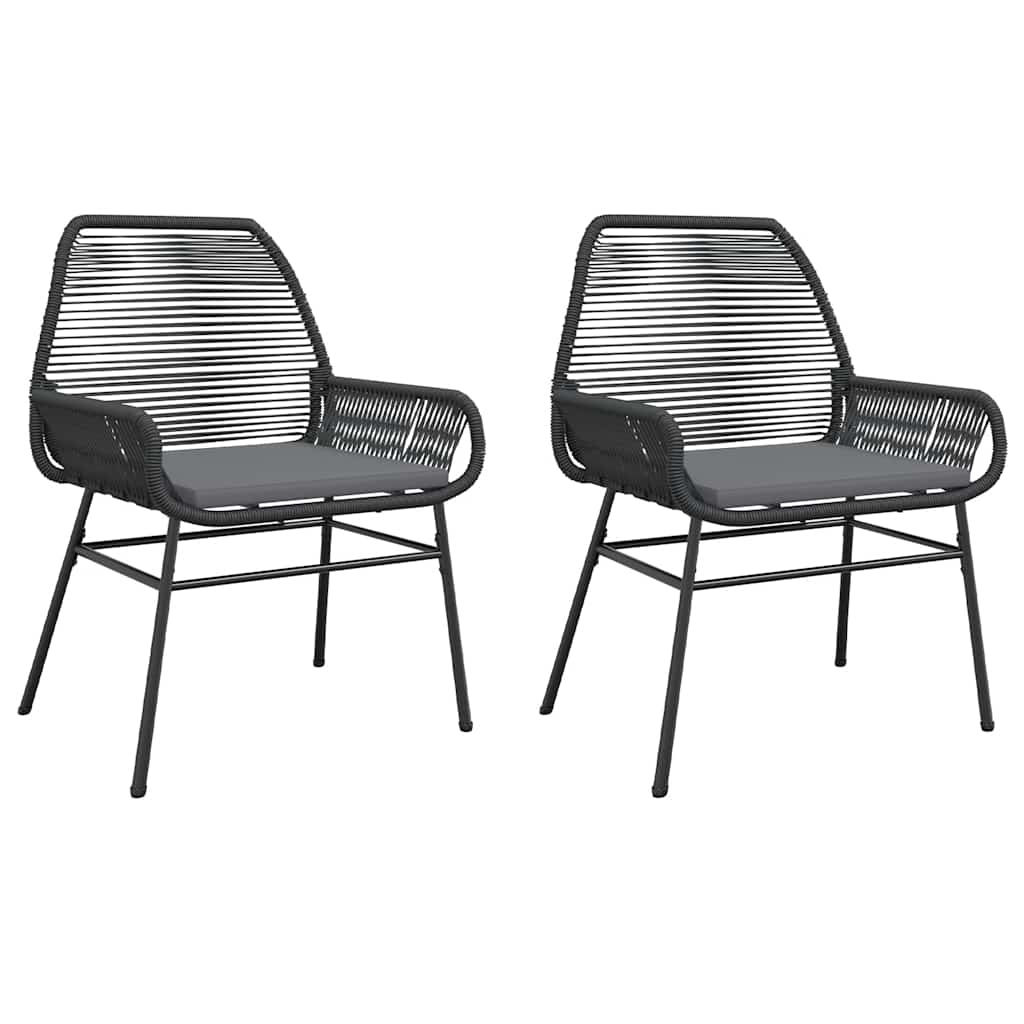 vidaXL Garden chairs 2 pcs with cushions poly rattan black