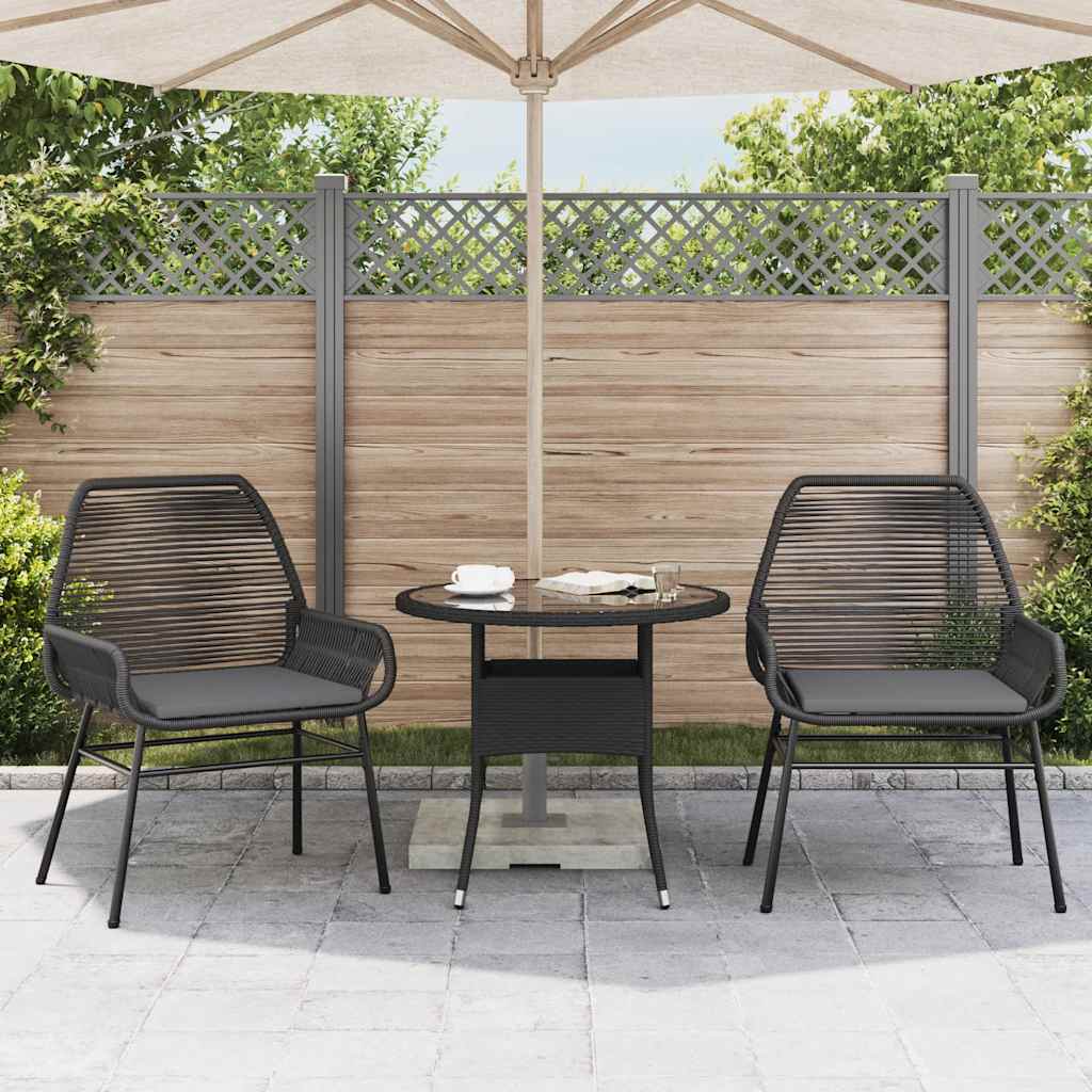 vidaXL Garden chairs 2 pcs with cushions poly rattan black