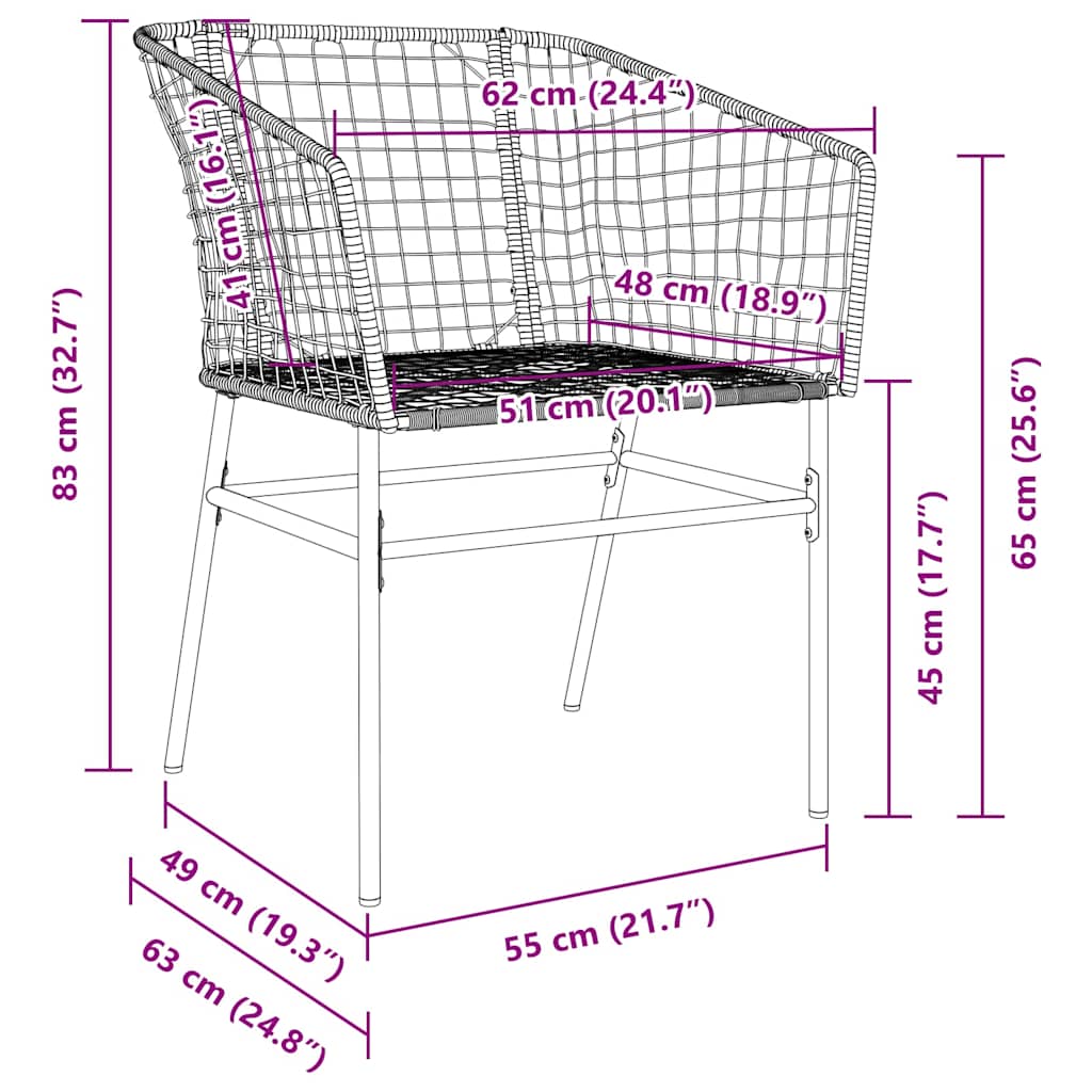 vidaXL Tuinstoelen 2 st poly rattan zwart