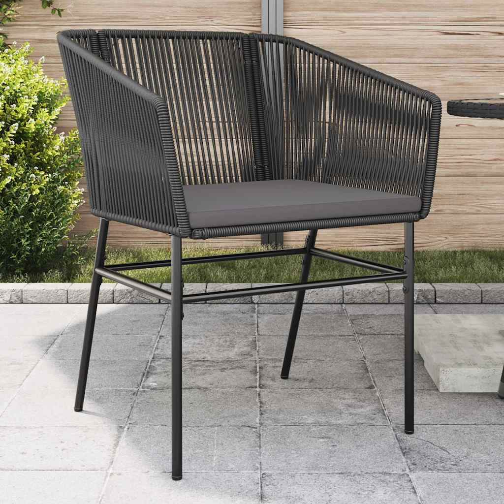 vidaXL Tuinstoelen 2 st met kussens poly rattan zwart