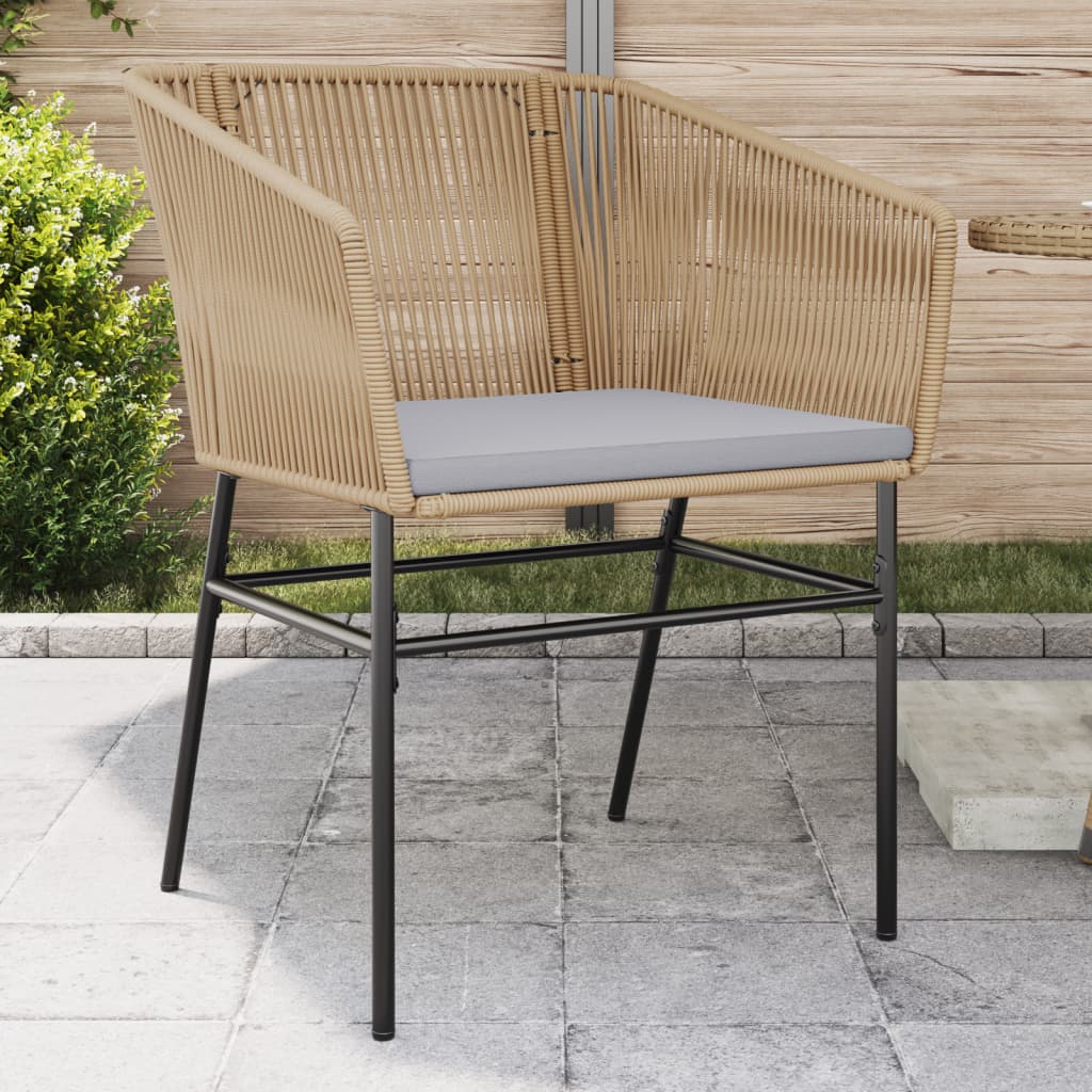 vidaXL Tuinstoelen 2 st met kussens poly rattan zwart