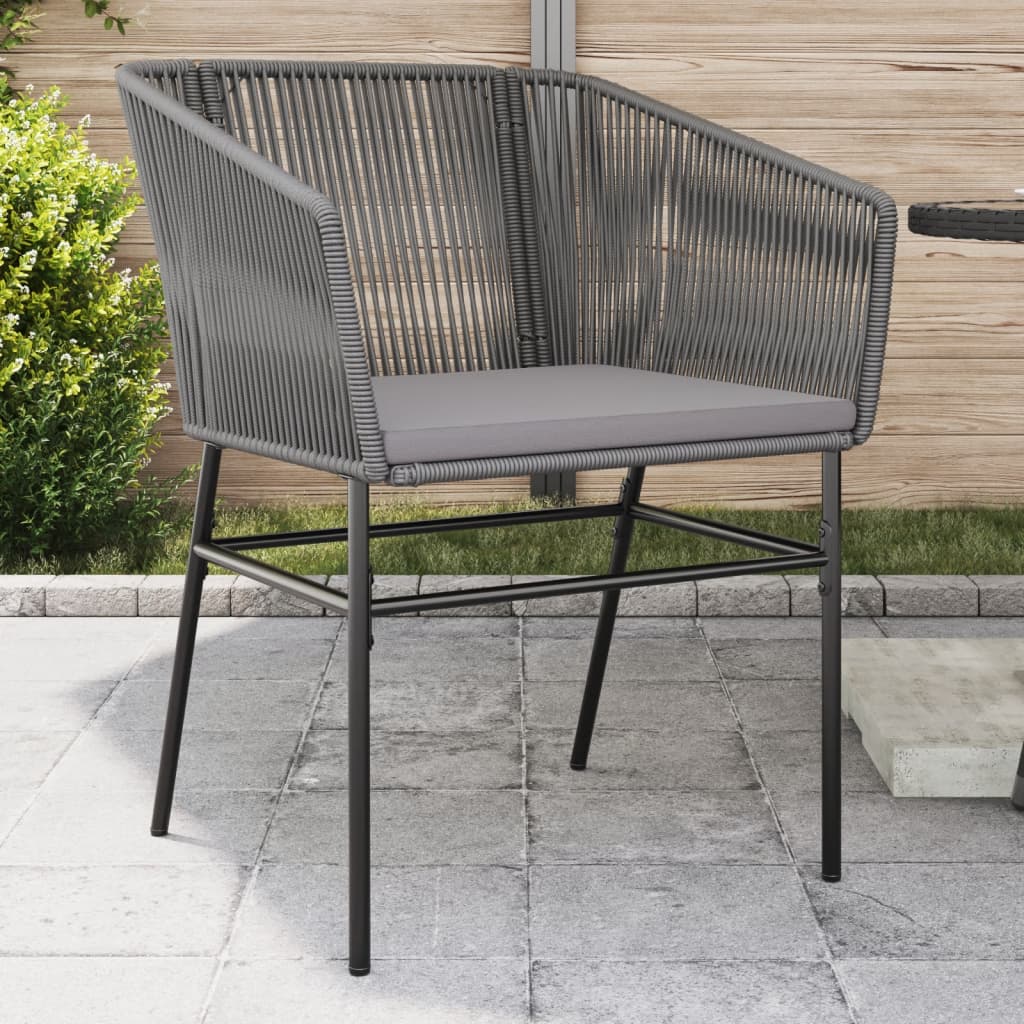vidaXL Tuinstoelen 2 st met kussens poly rattan zwart