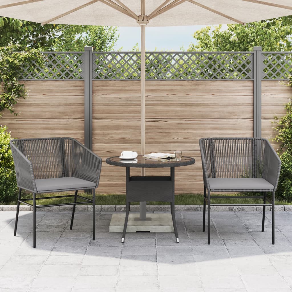 vidaXL Tuinstoelen 2 st met kussens poly rattan zwart