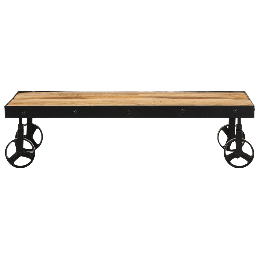 vidaXL Salontafel met wieltjes 100x55x26 cm massief mangohout