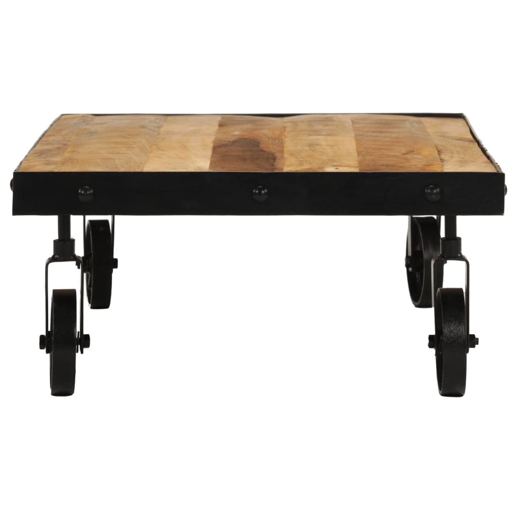 vidaXL Salontafel met wieltjes 100x55x26 cm massief mangohout