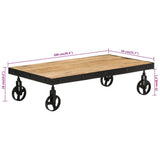 vidaXL Salontafel met wieltjes 100x55x26 cm massief mangohout
