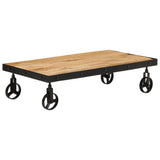 vidaXL Salontafel met wieltjes 100x55x26 cm massief mangohout