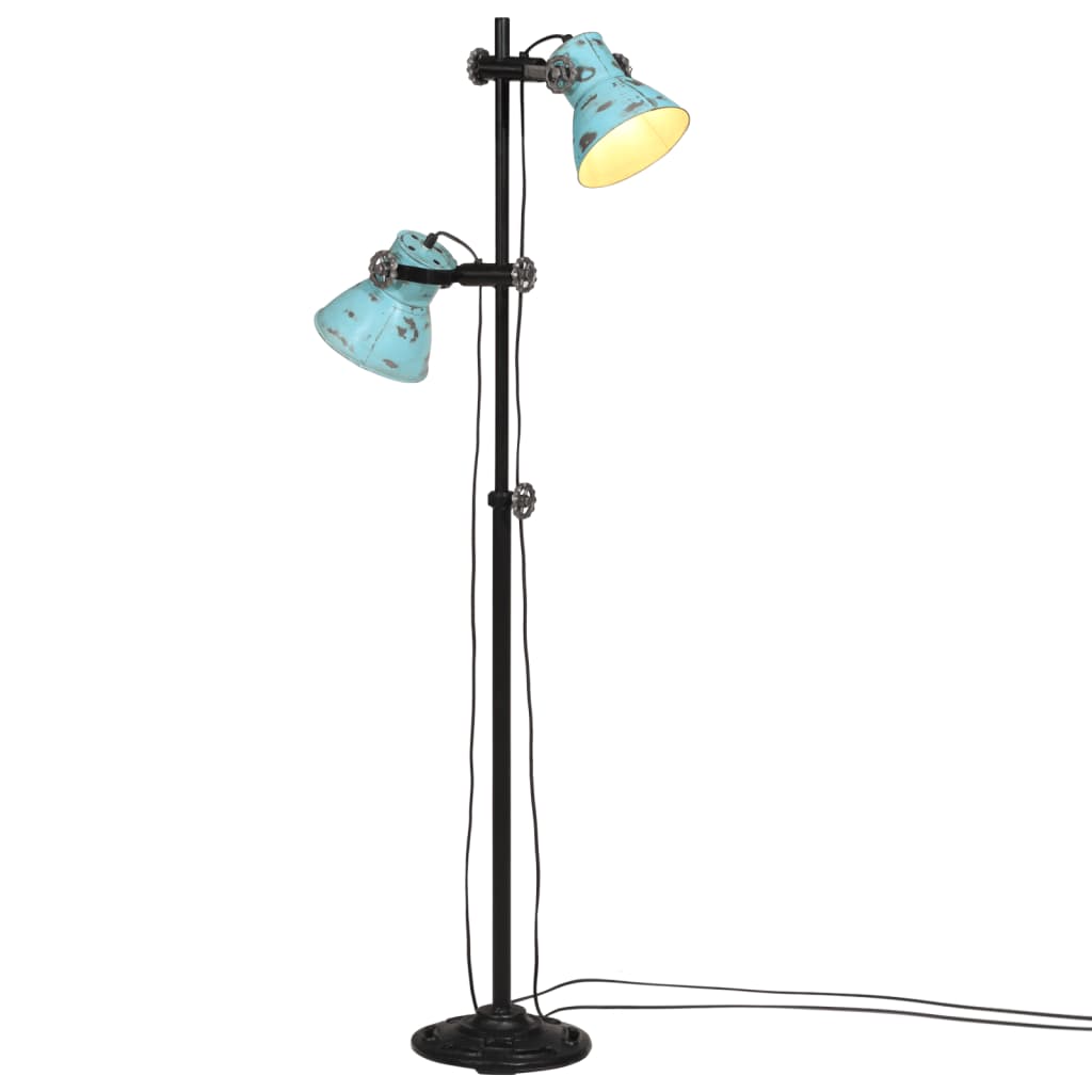 vidaXL Vloerlamp met 2 lampenkappen E27 gietijzer zilverkleurig