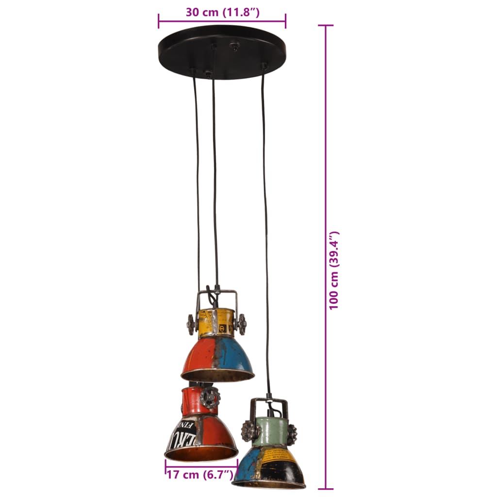 vidaXL Hanglamp 25 W E27 30x30x100 cm antiek messingkleurig