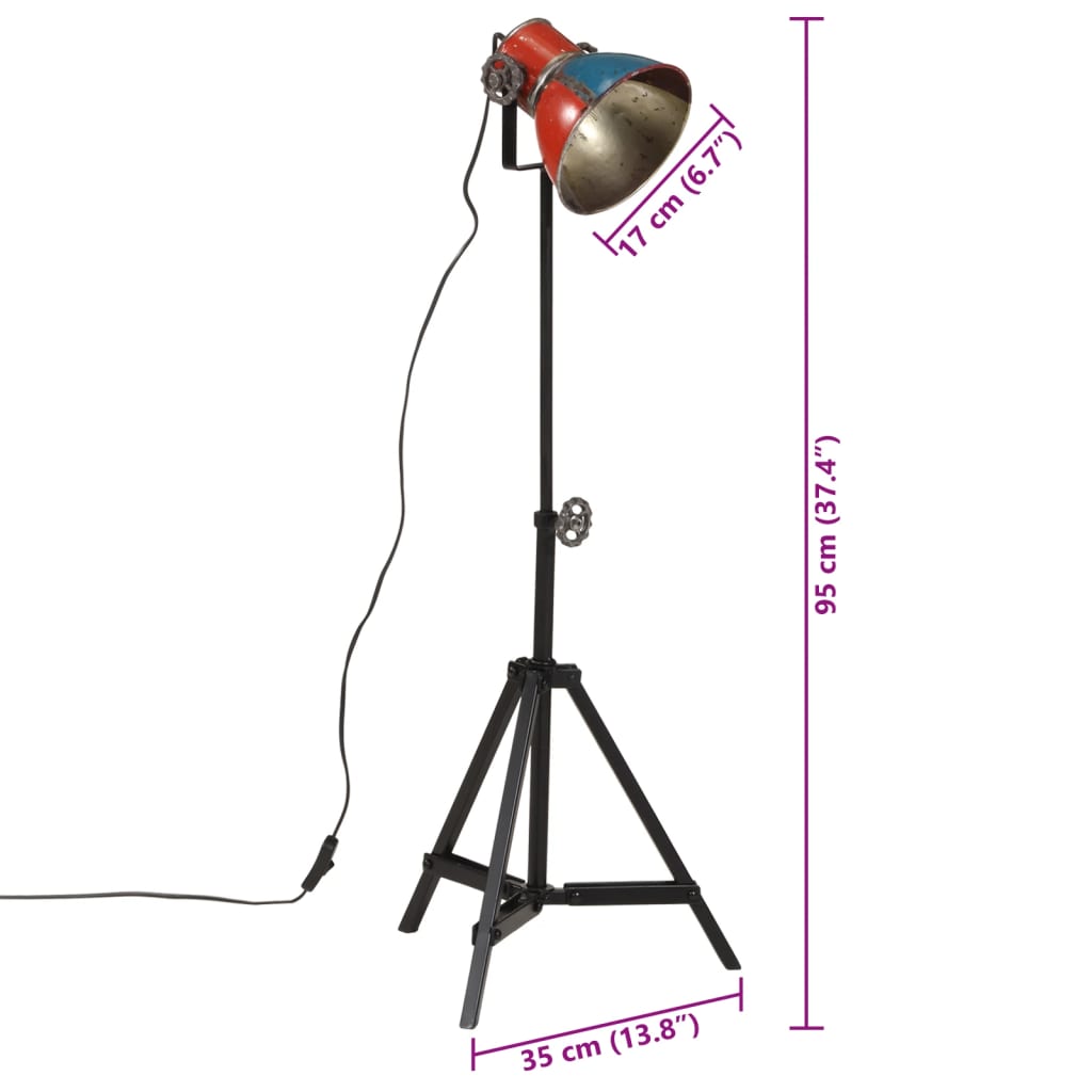 vidaXL Vloerlamp 25 W E27 35x35x65/95 cm vintage zilverkleurig