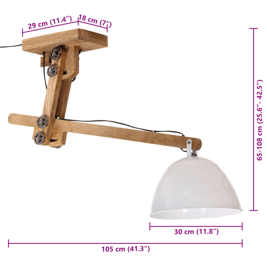 vidaXL Plafondlamp 25 W E27 105x30x65-108 cm vintage zilverkleurig