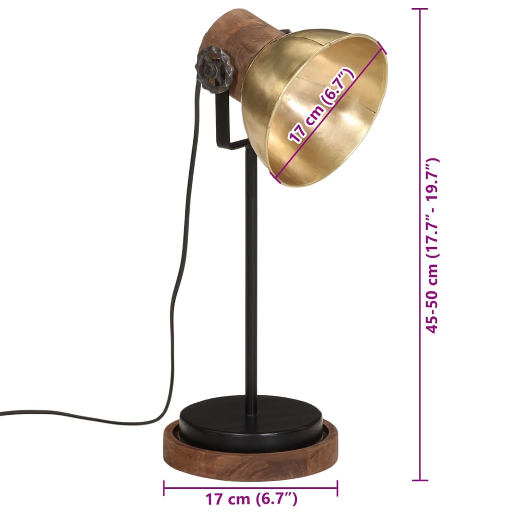 vidaXL Bureaulamp 25 W E27 17x17x50 cm antiek messingkleurig