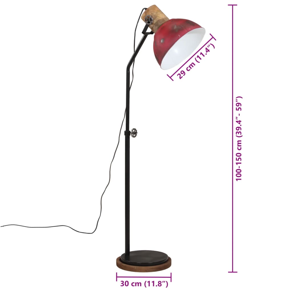 vidaXL Vloerlamp 25 W E27 30x30x100-150 cm vintage zilverkleurig