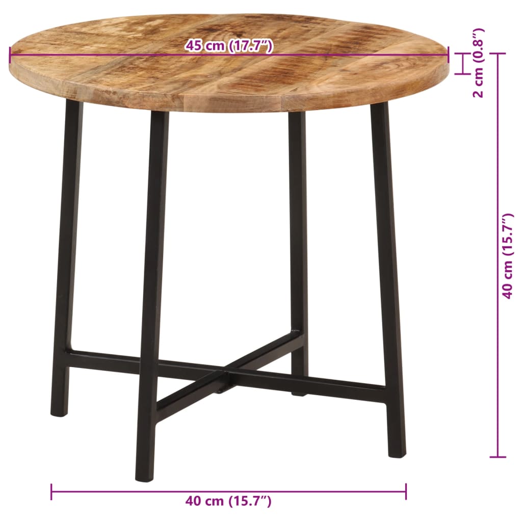 vidaXL Salontafel 54x54x35 cm massief mangohout en ijzer