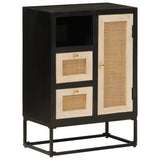 vidaXL Nightstand 40x30x50 cm solid mango wood and iron black