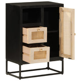 vidaXL Nightstand 40x30x50 cm solid mango wood and iron black