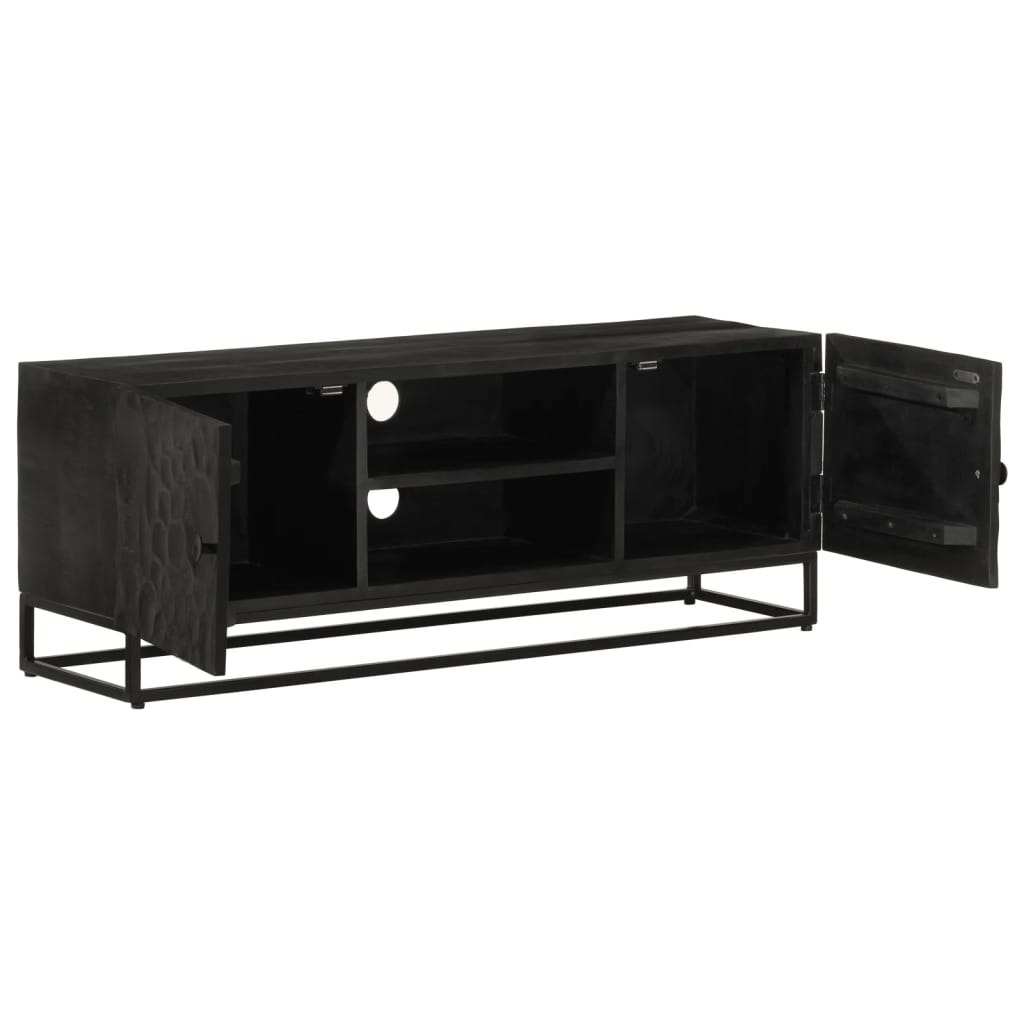 vidaXL Nachtkastje 40x30x50 cm massief mangohout en ijzer zwart
