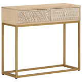 vidaXL Nachtkastje 40x30x50 cm massief mangohout en ijzer