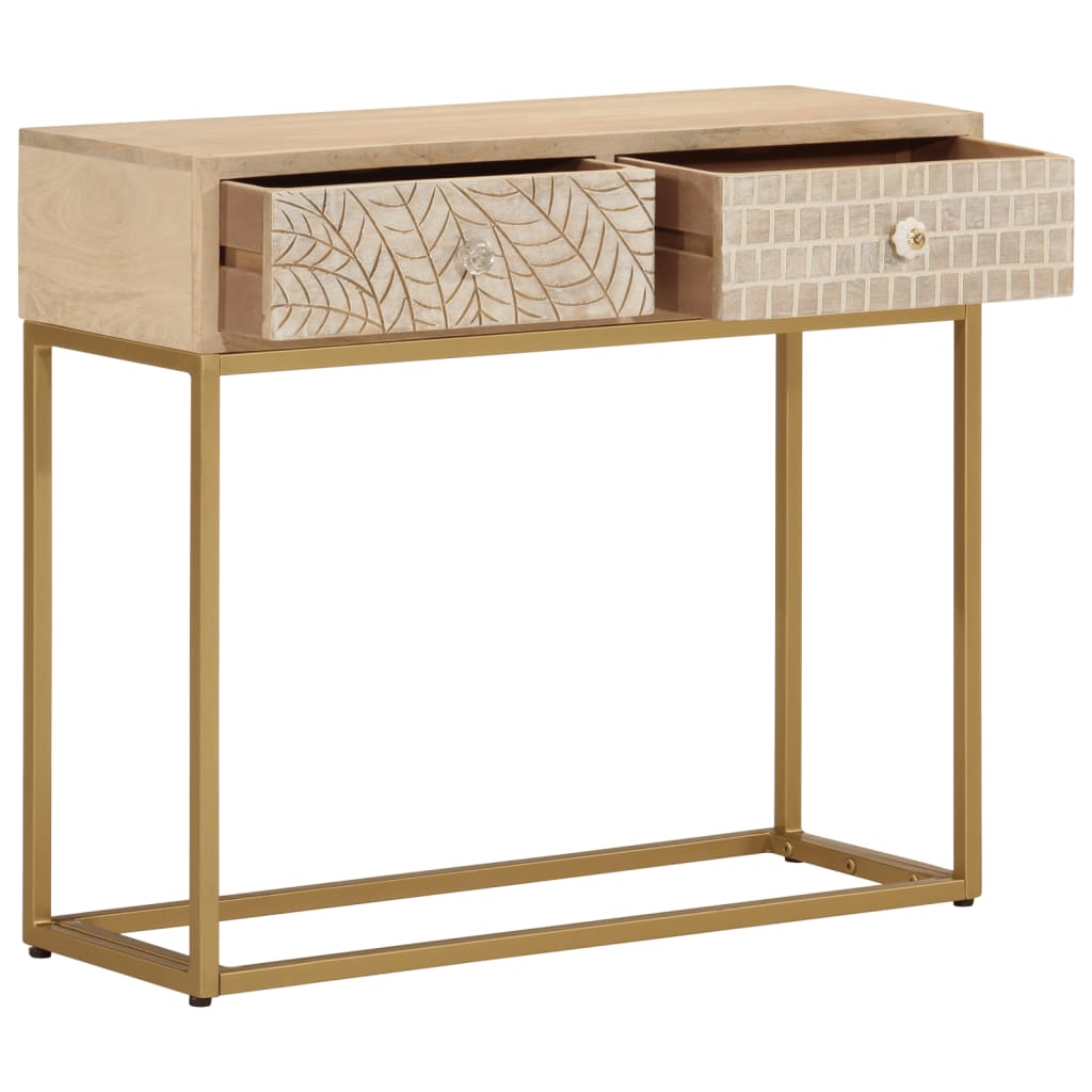 vidaXL Nachtkastje 40x30x50 cm massief mangohout en ijzer