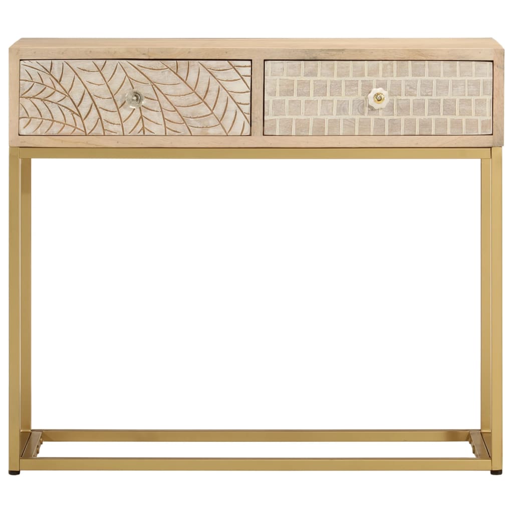 vidaXL Nachtkastje 40x30x50 cm massief mangohout en ijzer