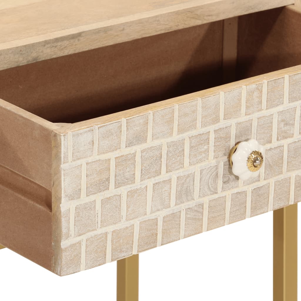 vidaXL Nachtkastje 40x30x50 cm massief mangohout en ijzer