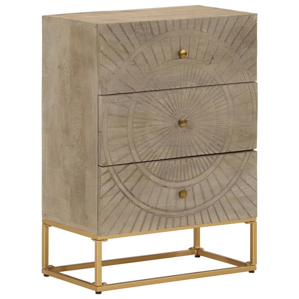 vidaXL Bedside Cabinet 40x30x50 cm Solid Mango Wood and Iron