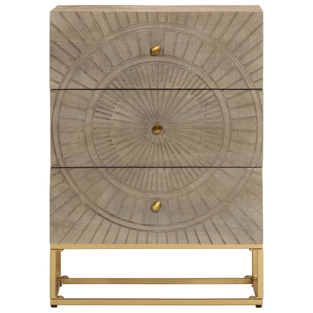 vidaXL Bedside Cabinet 40x30x50 cm Solid Mango Wood and Iron