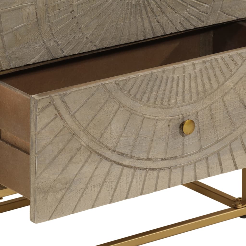 vidaXL Bedside Cabinet 40x30x50 cm Solid Mango Wood and Iron