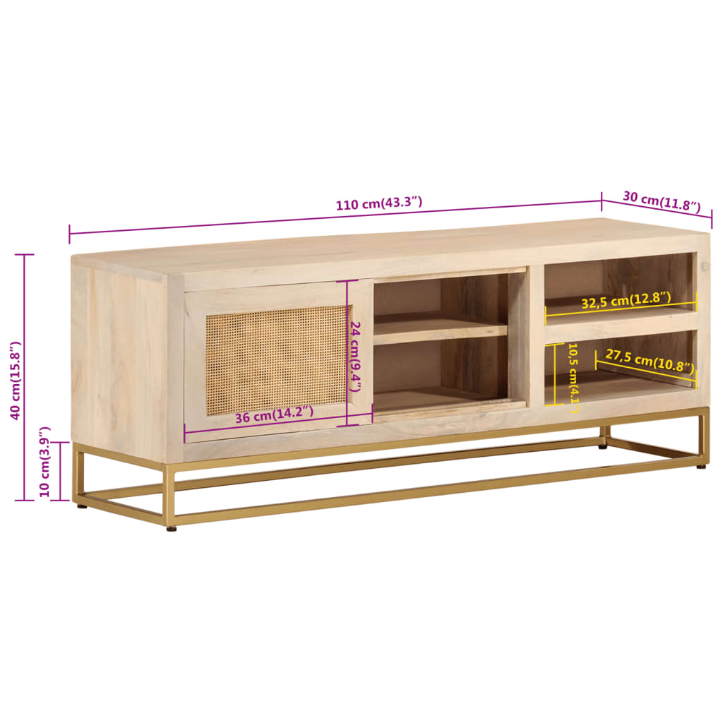 vidaXL Bedside Cabinet 40x30x50 cm Solid Mango Wood and Iron