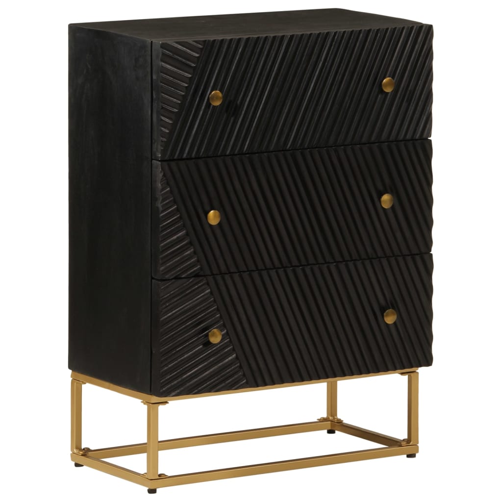 vidaXL Nachtkastje 40x30x50 cm massief mangohout en ijzer zwart