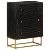 vidaXL Nachtkastje 40x30x50 cm massief mangohout en ijzer zwart