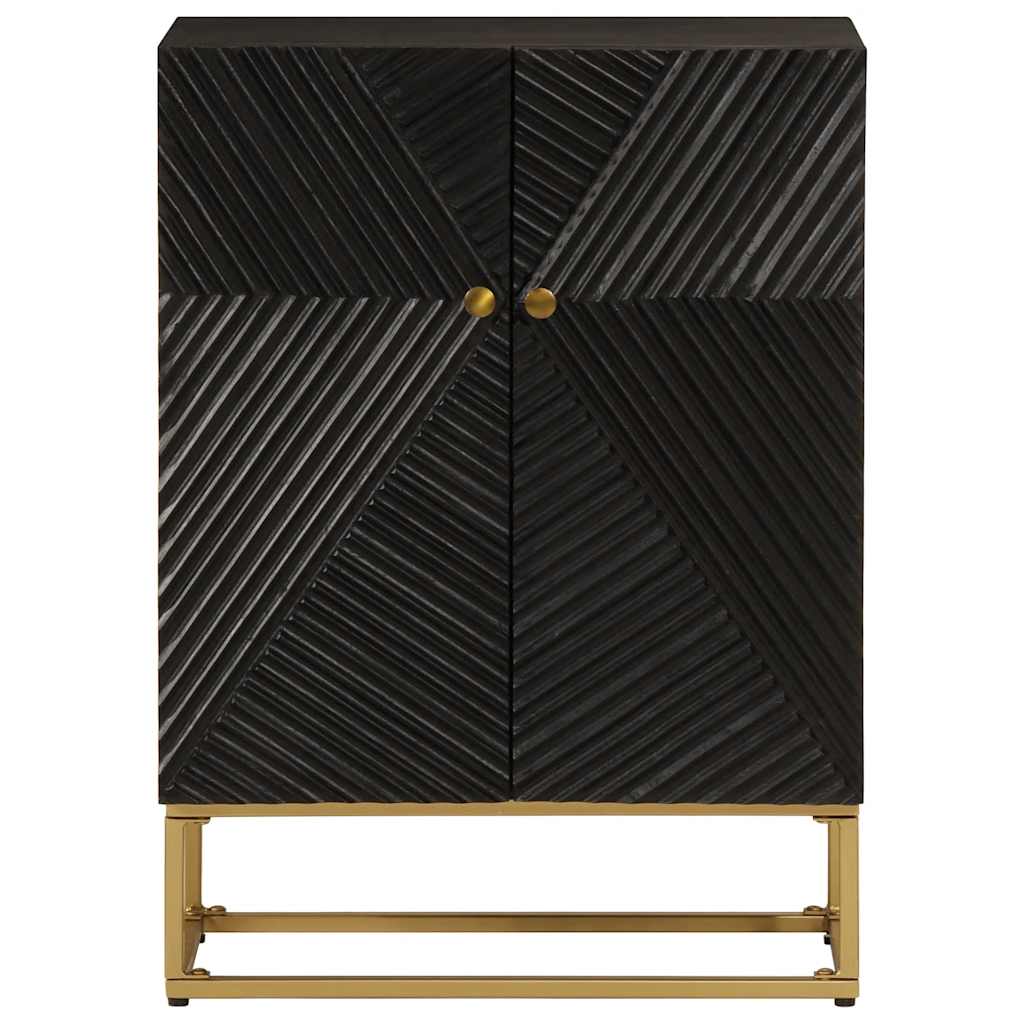 vidaXL Nachtkastje 40x30x50 cm massief mangohout en ijzer zwart