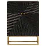 vidaXL Nachtkastje 40x30x50 cm massief mangohout en ijzer zwart