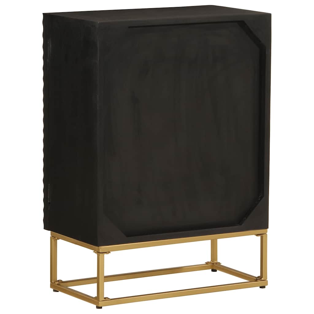 vidaXL Nachtkastje 40x30x50 cm massief mangohout en ijzer zwart