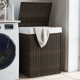 vidaXL Wasmand met deksel 46x33x60 cm poly rattan