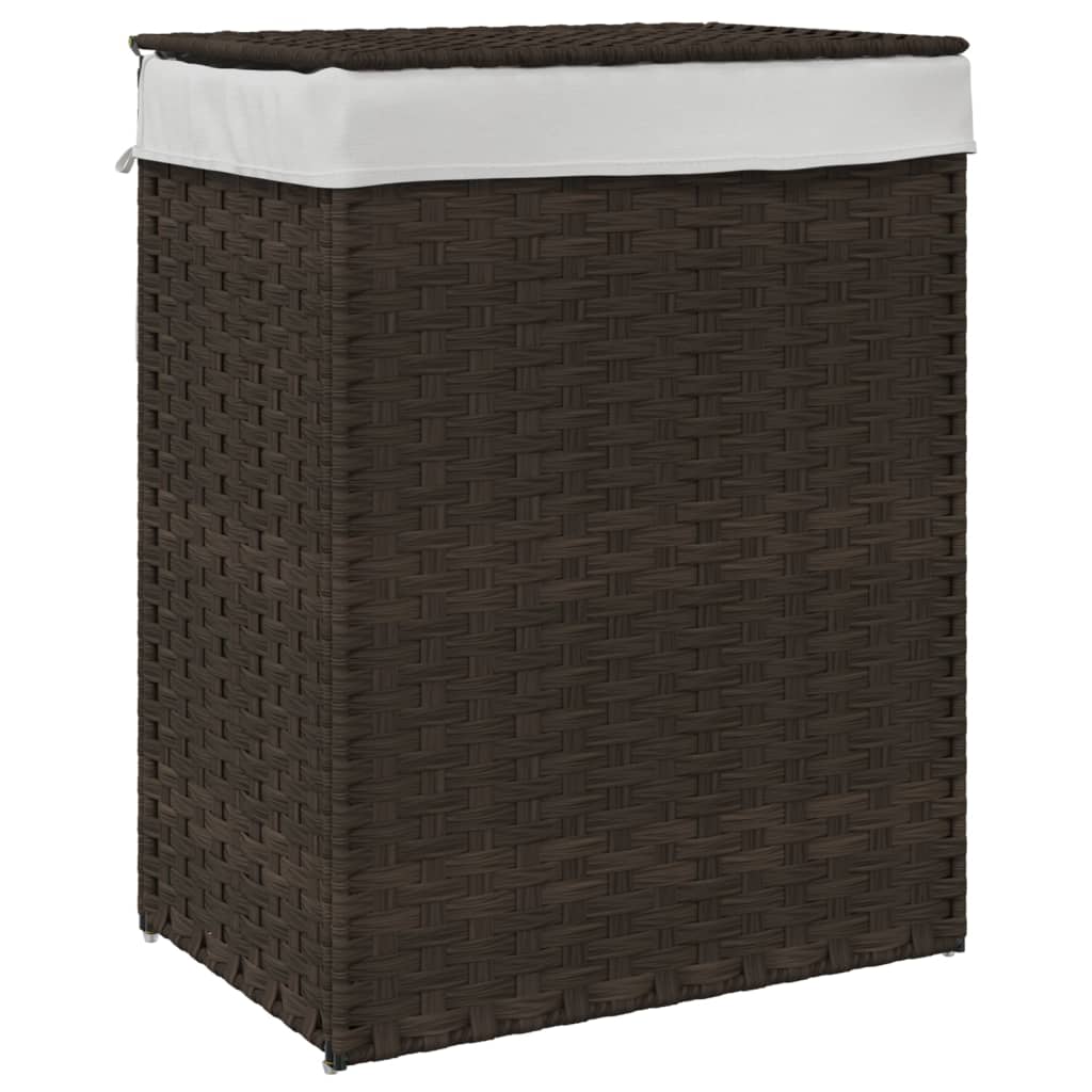 vidaXL Wasmand met deksel 46x33x60 cm poly rattan