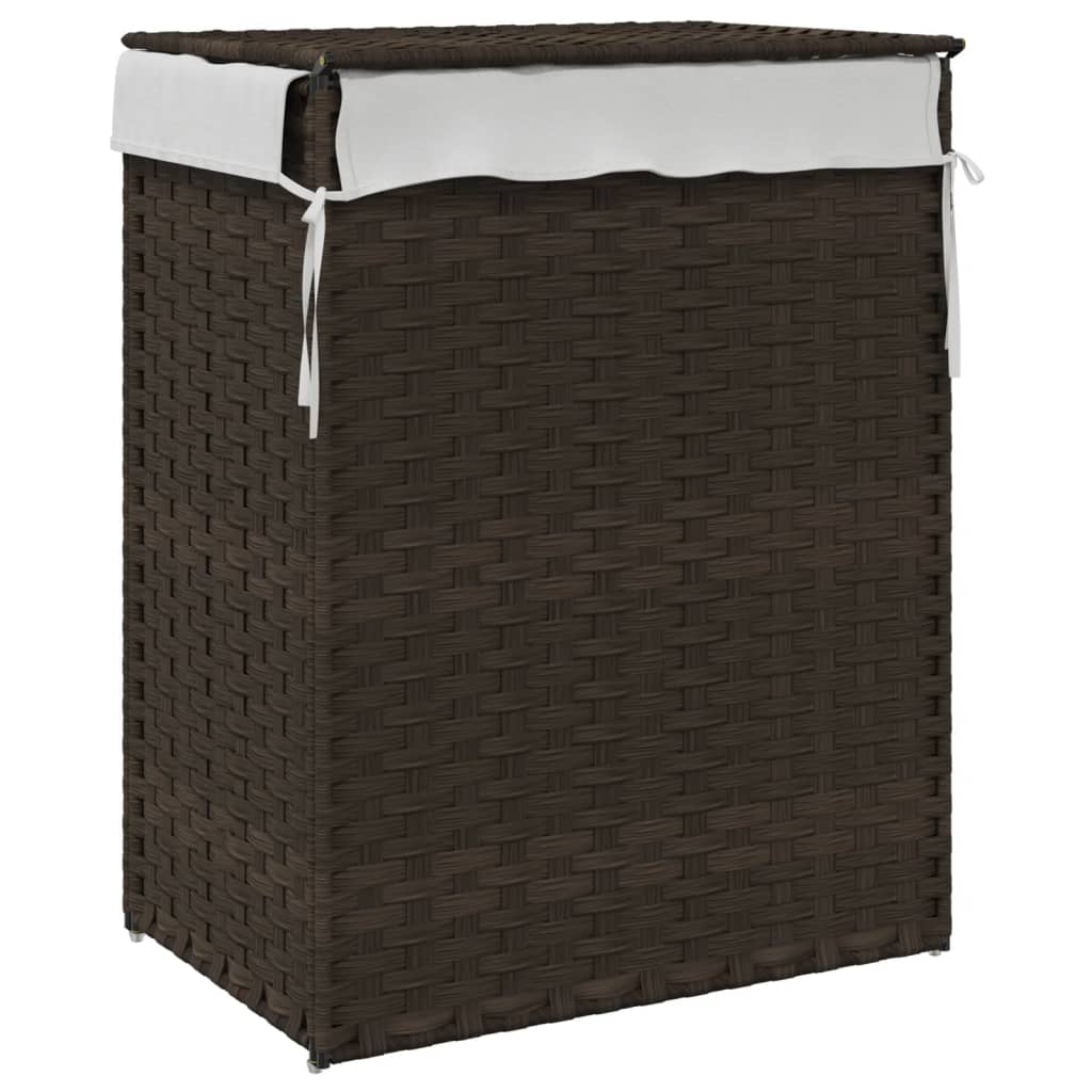 vidaXL Wasmand met deksel 46x33x60 cm poly rattan