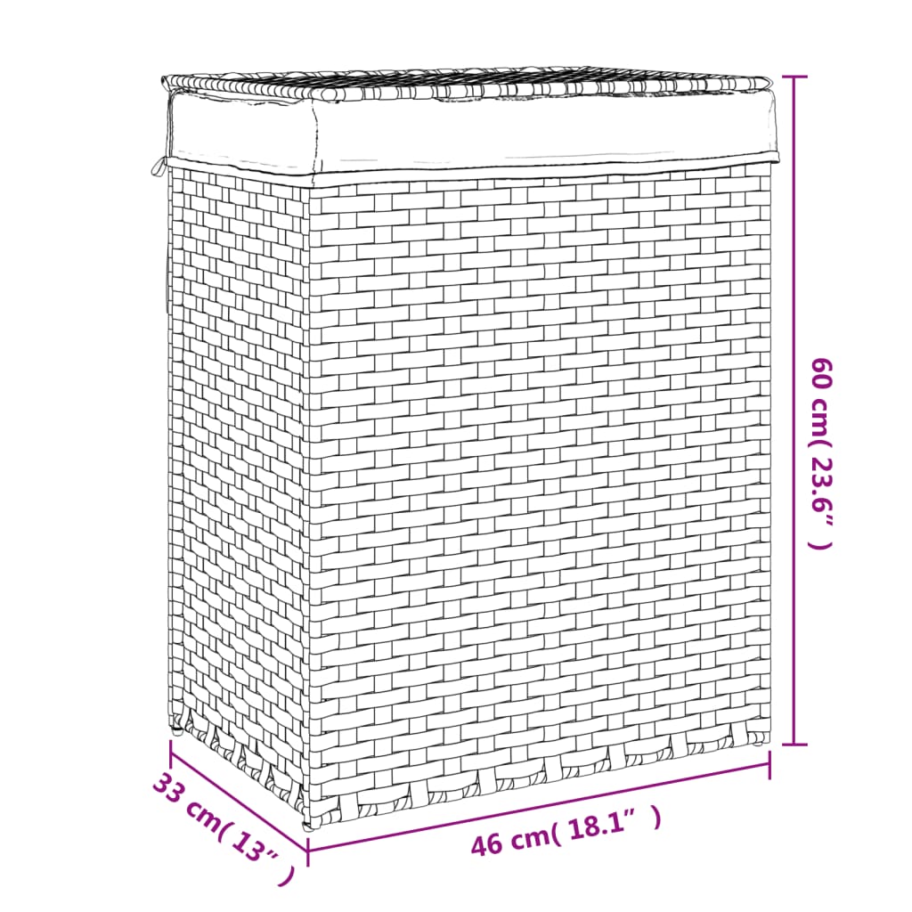 vidaXL Wasmand met deksel 46x33x60 cm poly rattan