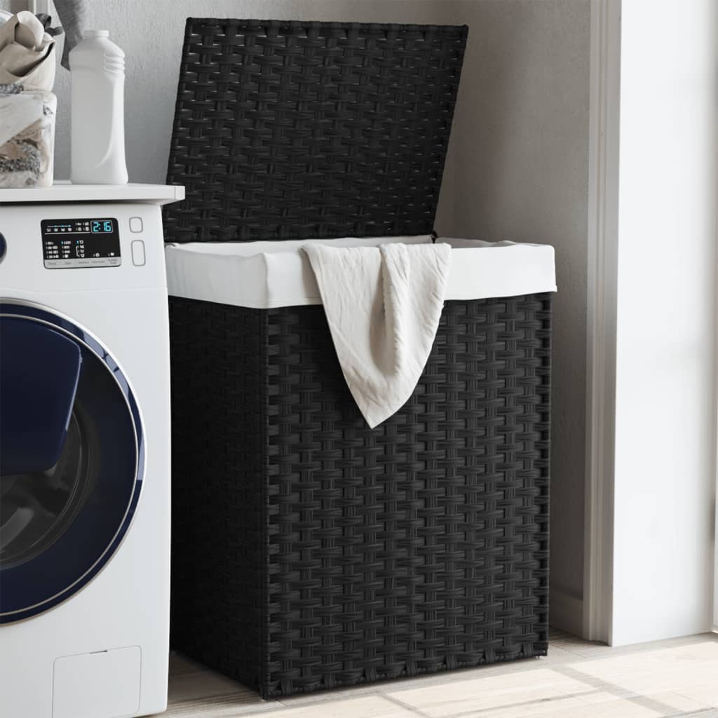 vidaXL Wasmand met deksel 46x33x60 cm poly rattan