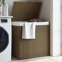 vidaXL Laundry Basket with 2 Compartments 53x35x57 cm Poly Rattan