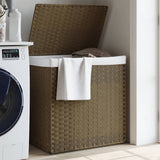 vidaXL Laundry Basket with 2 Compartments 53x35x57 cm Poly Rattan