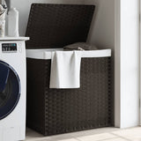 vidaXL Laundry Basket with 2 Compartments 53x35x57 cm Poly Rattan